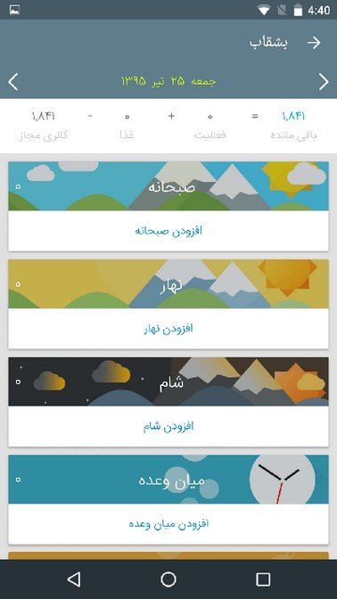 وعده های غذایی روزانه